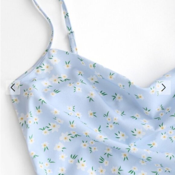 ZAFUL Flower Print Cowl Front Backless Slit Dress - Picture 7 of 8